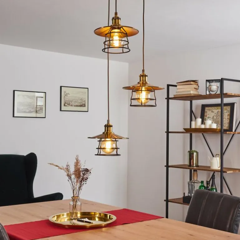 Suspension Moena Vieux laiton, Bronze, 3 lumières