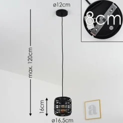 Suspension Mongolei Noir, 1 lumière