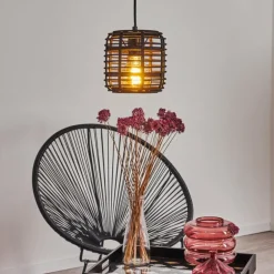 Suspension Mongolei Noir, 1 lumière