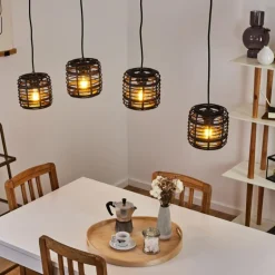 Suspension Mongolei Noir, 4 lumières