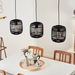 Suspension Mongolei Noir, 3 lumières