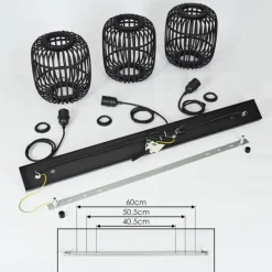 Suspension Mongolei Noir, 3 lumières