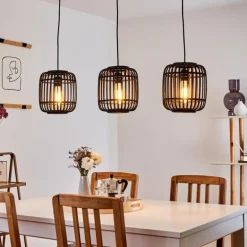 Suspension Mongolei Noir, 3 lumières