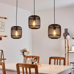 Suspension Mongolei Noir, 3 lumières