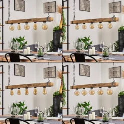 Suspension Montgomery Écru, Noir, 5 lumières