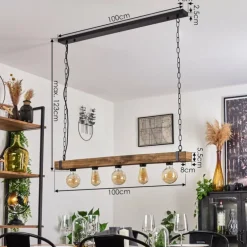 Suspension Montgomery Écru, Noir, 5 lumières