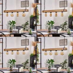 Suspension Montgomery Écru, Noir, 4 lumières