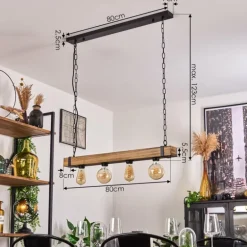 Suspension Montgomery Écru, Noir, 4 lumières