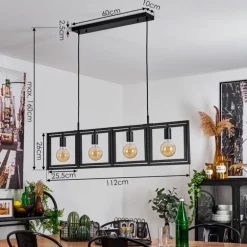 Suspension Morenita Noir, 4 lumières