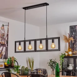 Suspension Morenita Noir, 4 lumières