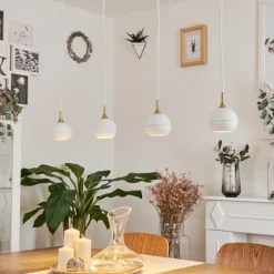 Suspension Morrison Blanc, 4 lumières