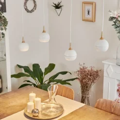 Suspension Morrison Blanc, 4 lumières