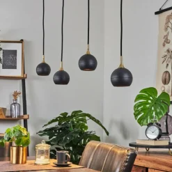 Suspension Morrison Noir, 4 lumières