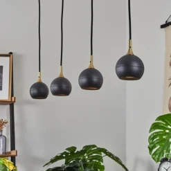 Suspension Morrison Noir, 4 lumières