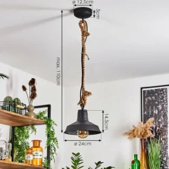 Suspension Nacate Écru, Noir, 1 lumière