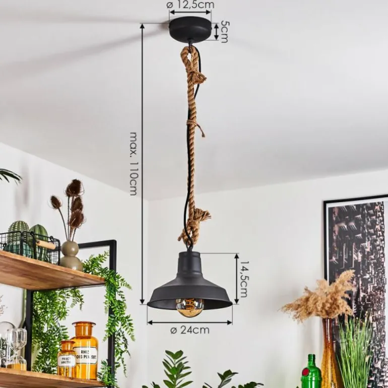 Suspension Nacate Écru, Noir, 1 lumière