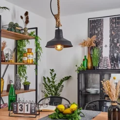 Suspension Nacate Écru, Noir, 1 lumière