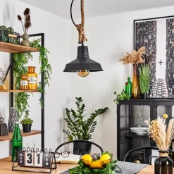 Suspension Nacate Écru, Noir, 1 lumière