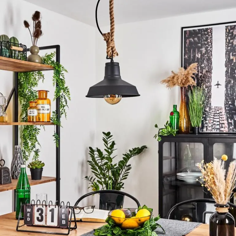 Suspension Nacate Écru, Noir, 1 lumière