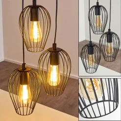 Suspension Negril Noir, 3 lumières