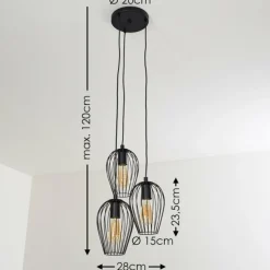 Suspension Negril Noir, 3 lumières