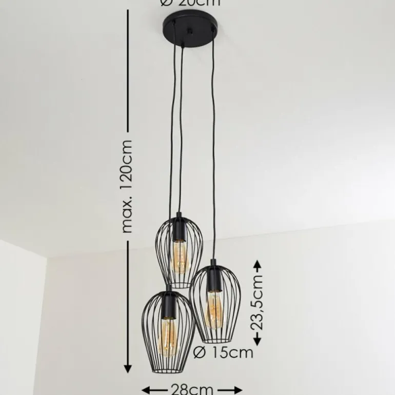 Suspension Negril Noir, 3 lumières