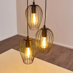 Suspension Negril Noir, 3 lumières