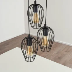 Suspension Negril Noir, 3 lumières