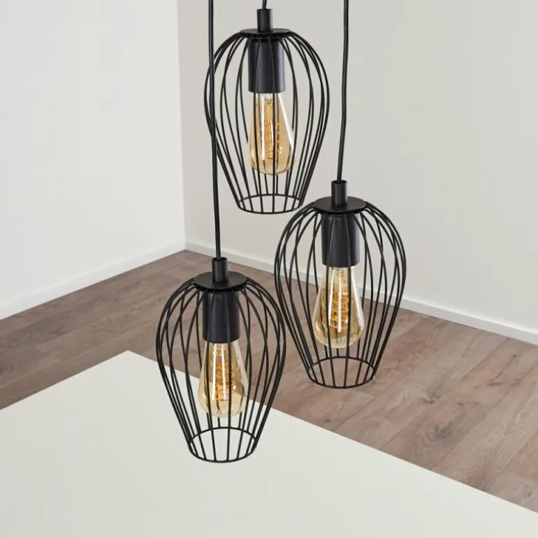 Suspension Negril Noir, 3 lumières