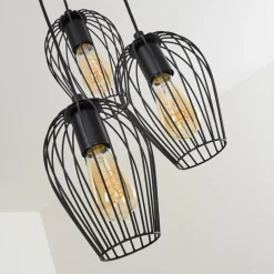 Suspension Negril Noir, 3 lumières