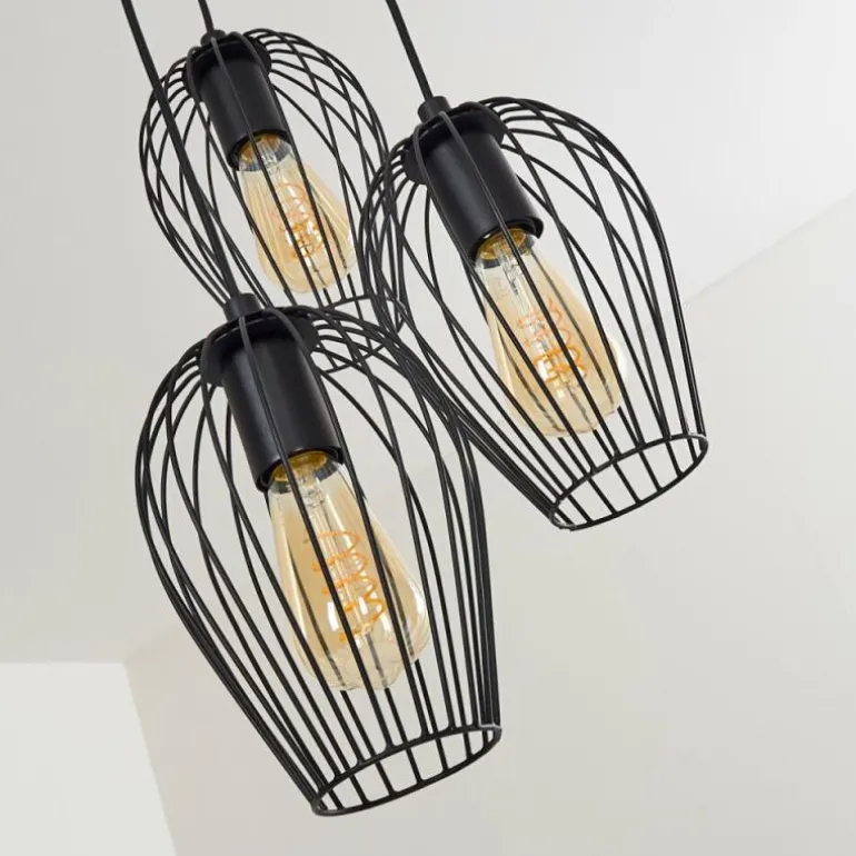 Suspension Negril Noir, 3 lumières