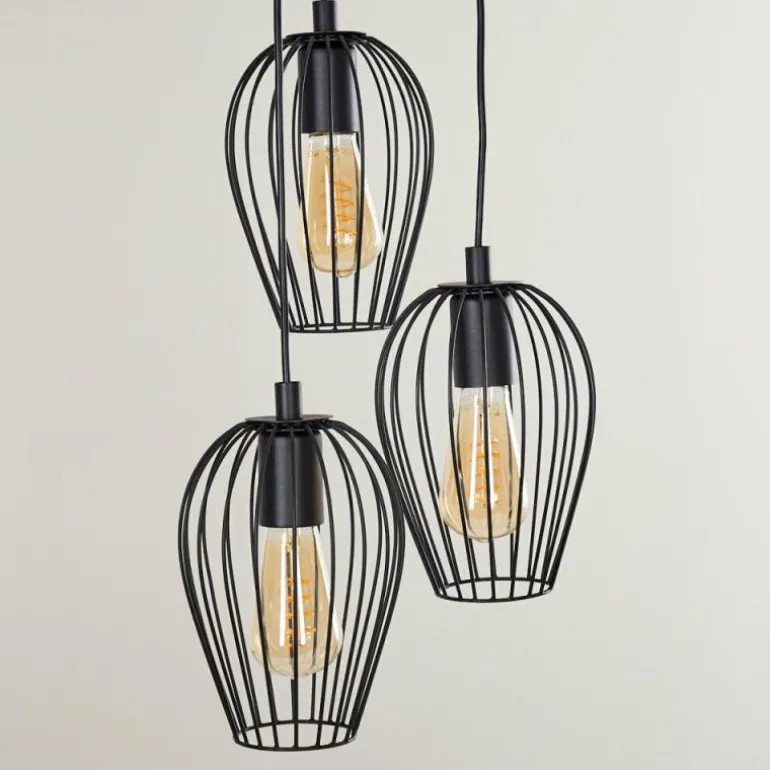 Suspension Negril Noir, 3 lumières