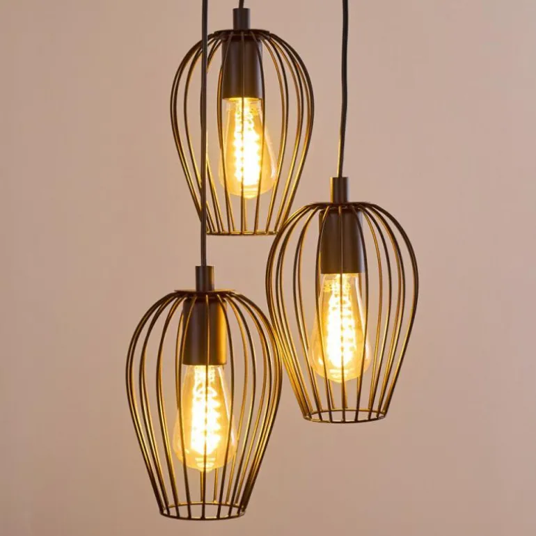 Suspension Negril Noir, 3 lumières