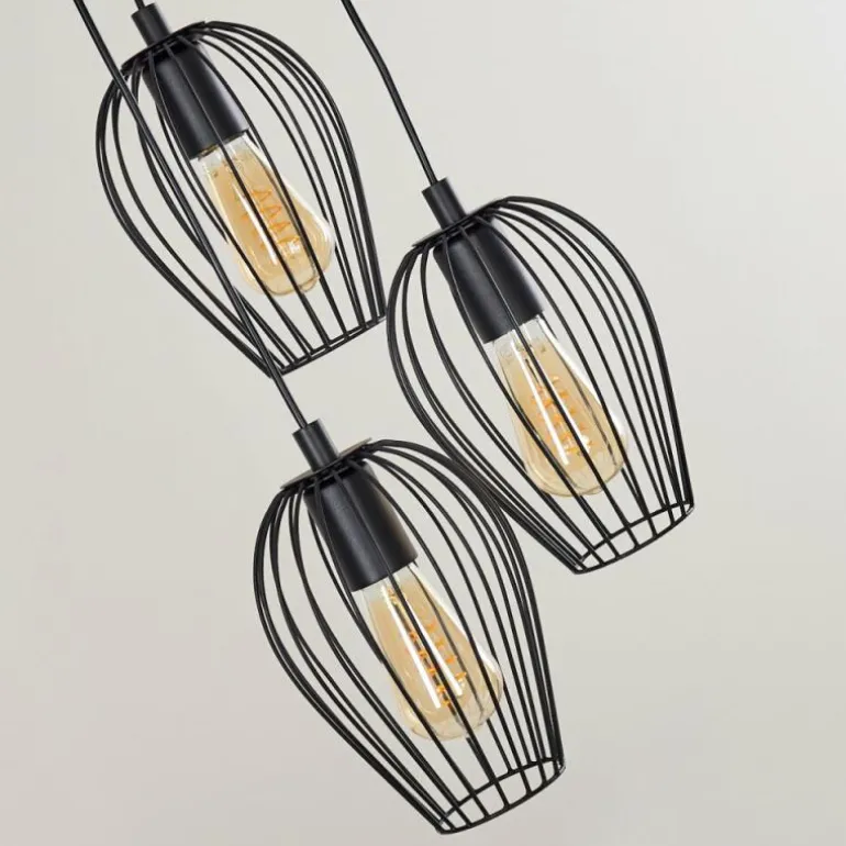 Suspension Negril Noir, 3 lumières