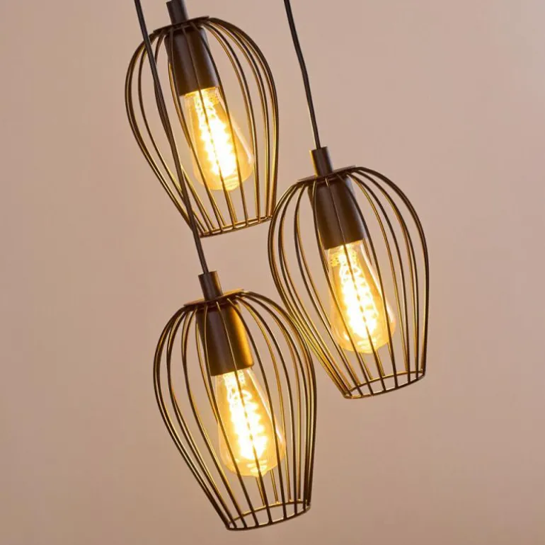 Suspension Negril Noir, 3 lumières