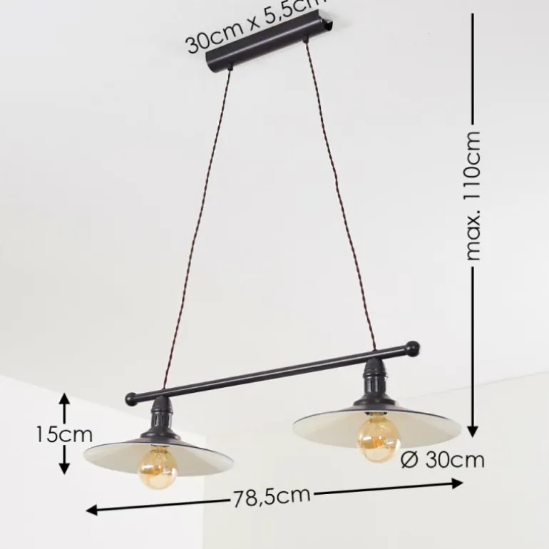 Suspension Nibyn Beige, Brun foncé, 2 lumières