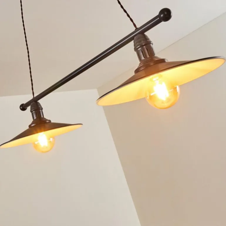 Suspension Nibyn Beige, Brun foncé, 2 lumières