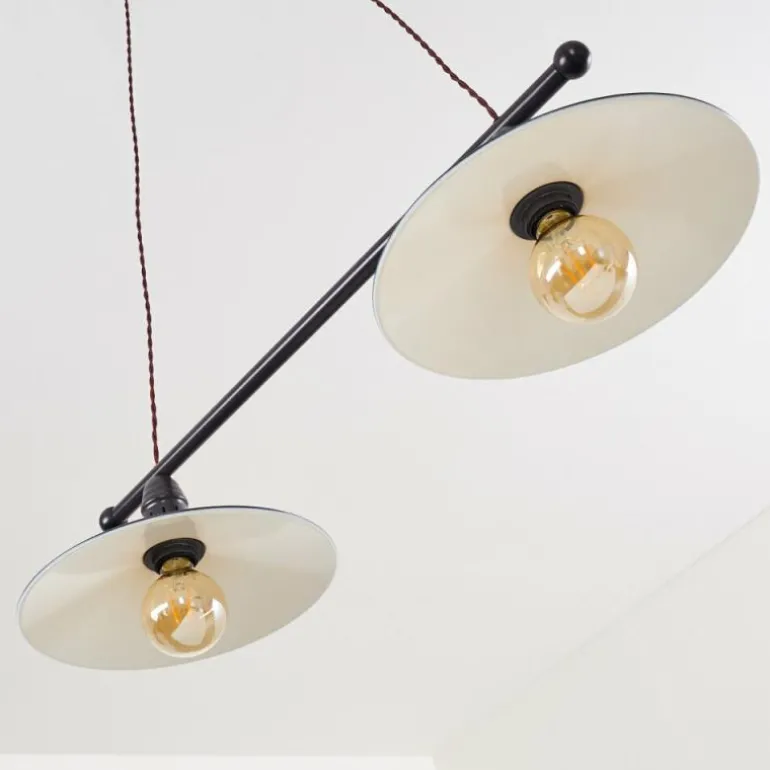 Suspension Nibyn Beige, Brun foncé, 2 lumières