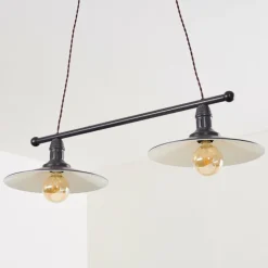Suspension Nibyn Beige, Brun foncé, 2 lumières