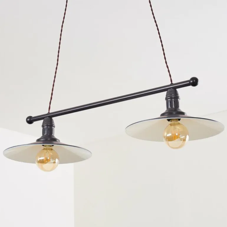 Suspension Nibyn Beige, Brun foncé, 2 lumières