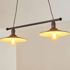 Suspension Nibyn Beige, Brun foncé, 2 lumières
