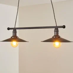 Suspension Nibyn Beige, Brun foncé, 2 lumières