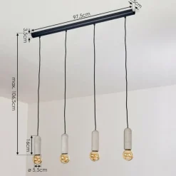 Suspension Nonume Noir, 4 lumières