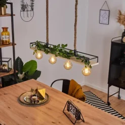 Suspension Nubani Écru, Noir, 4 lumières