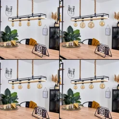 Suspension Nubani Écru, Noir, 4 lumières