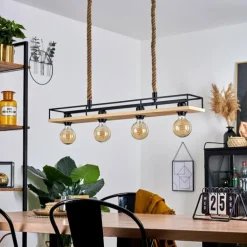 Suspension Nubani Écru, Noir, 4 lumières