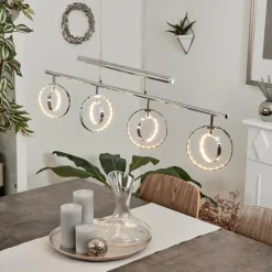 Suspension Ogoki LED Chrome, 4 lumières