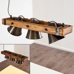 Suspension Oksbol Bois foncé, Noir, 3 lumières