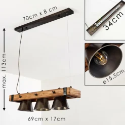 Suspension Oksbol Bois foncé, Noir, 3 lumières