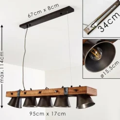 Suspension Oksbol Bois foncé, Noir, 5 lumières
